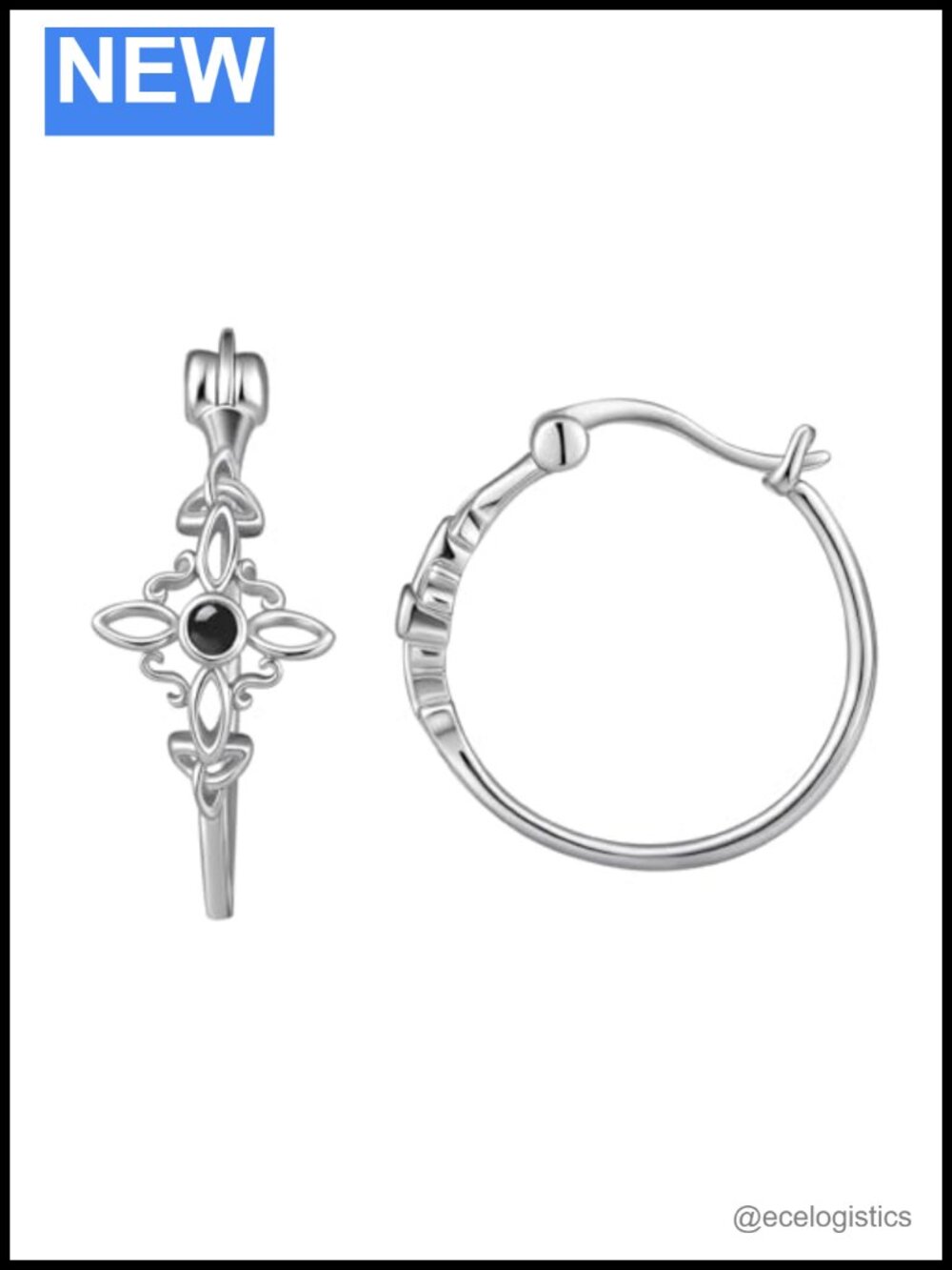 925 Sterling Silver Witch Earrings Cubic Zirconia Hoop Witches Knot Jewelry